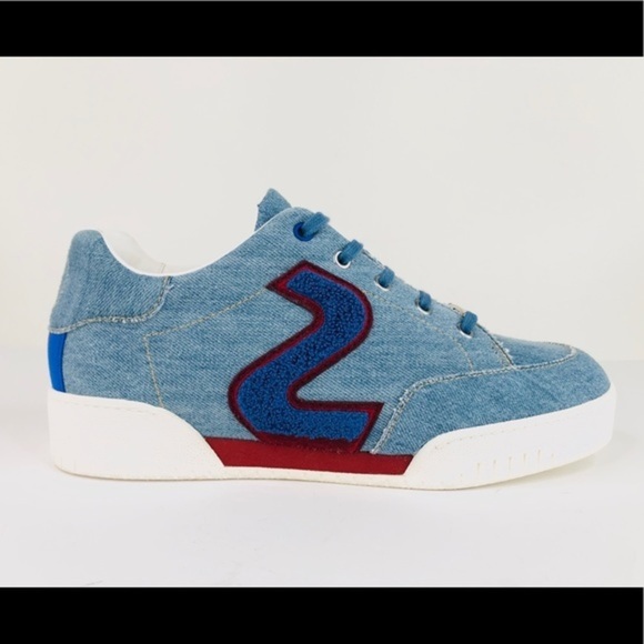 Stella McCartney Embroidered Denim Logo Sneakers - Picture 8 of 12